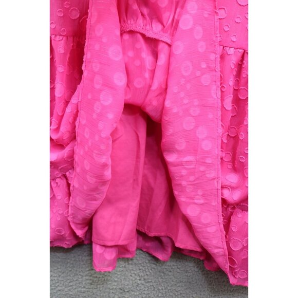 Eliza J. Pink Chiffon Cut Out Ruffle Dress-Size 12-Back Tie-Lined-Beachy - Picture 3 of 12